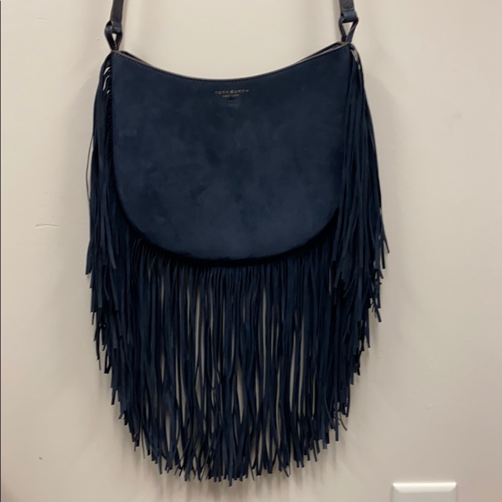 - Tory Burch Suede Fringe Hobo Bag
